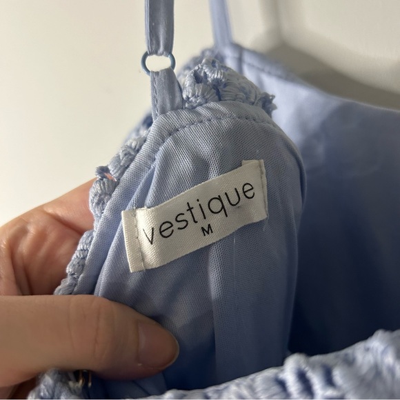 NWT Vestique Isn't She Lovely Light Blue Tiered Mini Dress - Picture 6 of 8